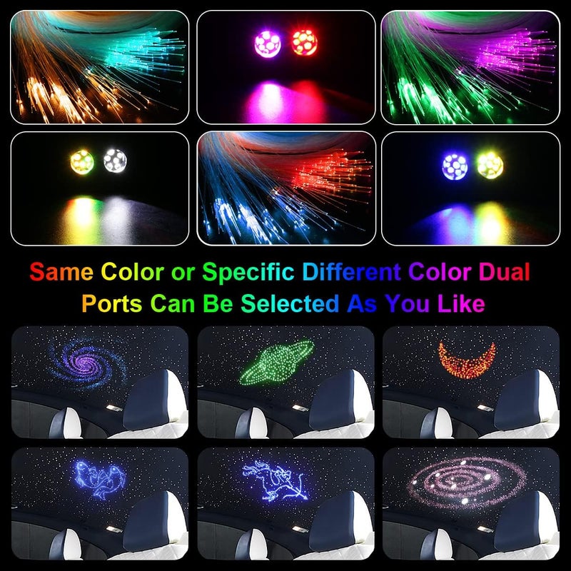 AKEPO APP 20W Dual-Head Fiber Optic Lights, 2 Light Color Heads RGBW Twinkle+9.8ft/3m 600pcs of 0.03in Optical Fibers+Sound Activated Fiber Optic Star Ceiling Light Kit for Car Headliner Star/Home - Image 2
